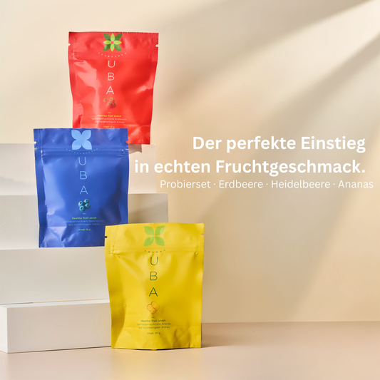 Kennenlernen Set 3 - 12 Stück | Heidelbeeren, Erdbeeren & Ananas | 3 Sorten